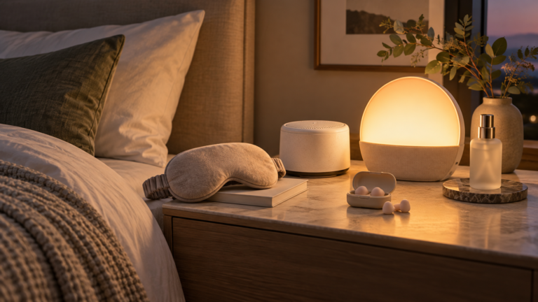 Five unbranded sleep accessories displayed for a Physical Glow Top 5 buying guide