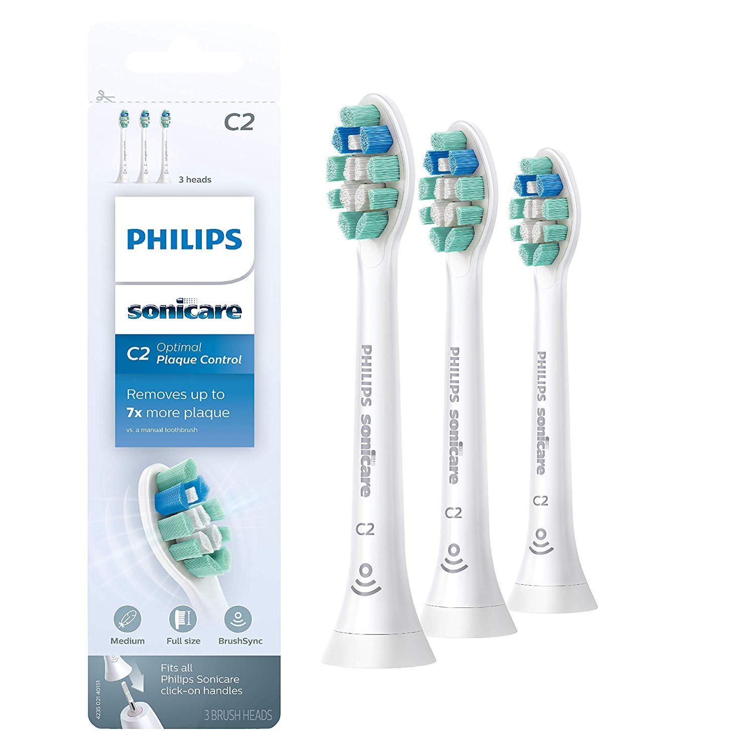 Philips Sonicare C2 Optimal Plaque Control Replacement Brush Heads — product photo showing the listed model or variant