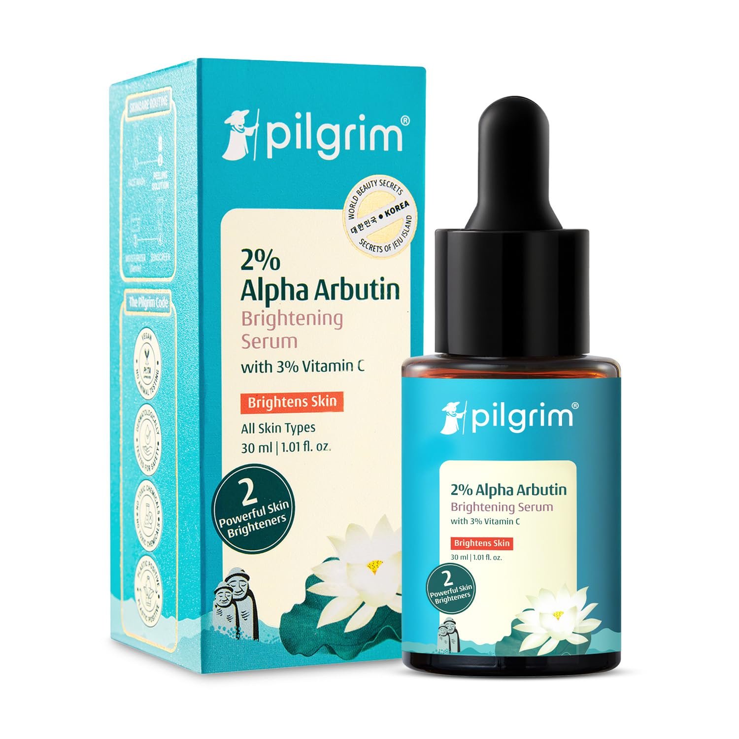 Pilgrim Korean 2% Alpha Arbutin and 3% Vitamin C Face Serum — product photo showing the listed model or variant