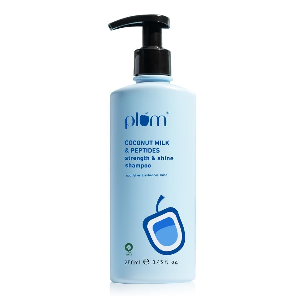 Official product photograph of Plum Coconut Milk and Peptides Strength and Shine Shampoo 250ml
