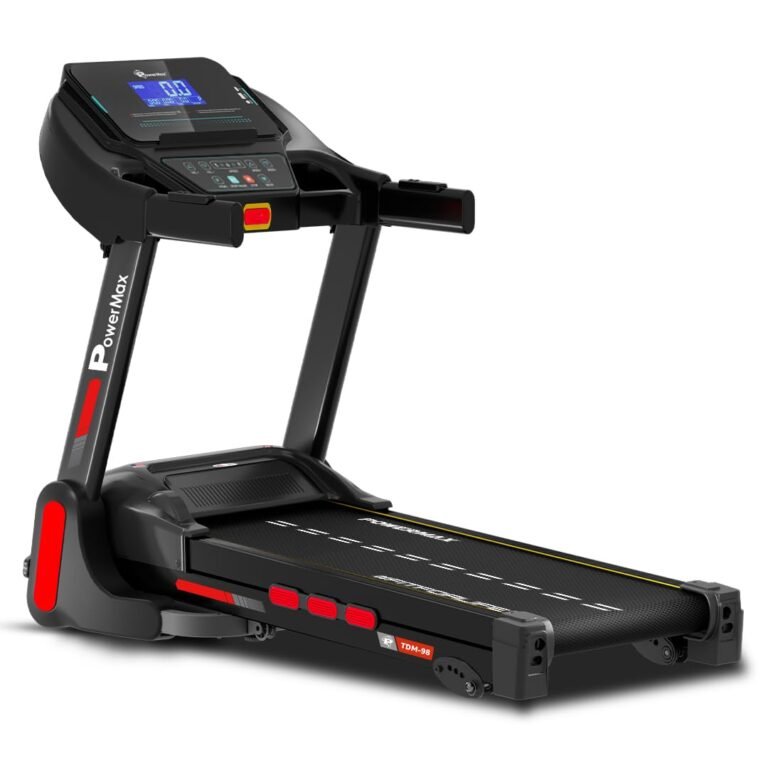 Official product photograph of PowerMax Fitness TDM-98 Motorised Foldable Treadmill 4HP