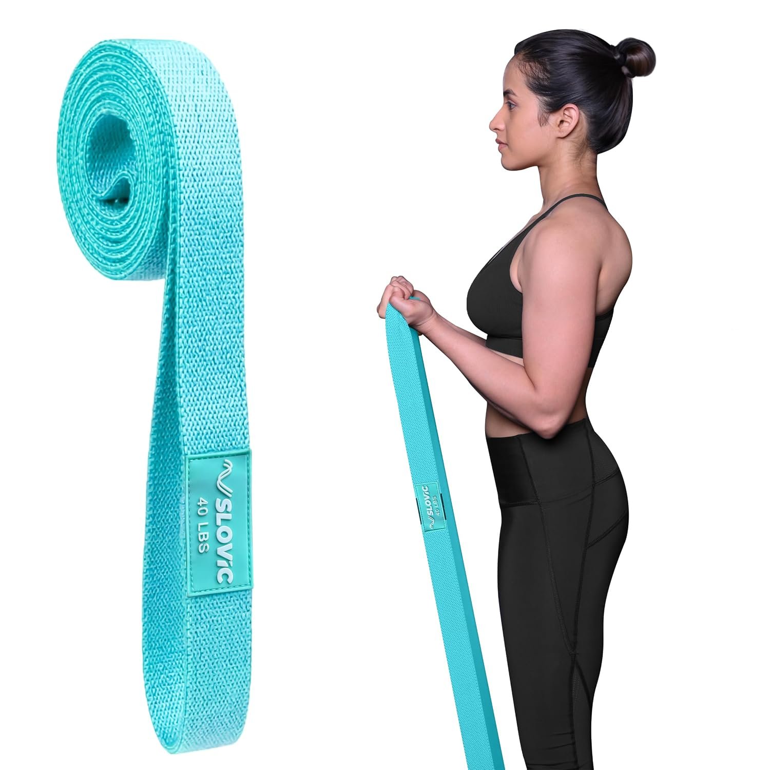 Official product photograph of Slovic Long Fabric Resistance Bands 3-Piece Set