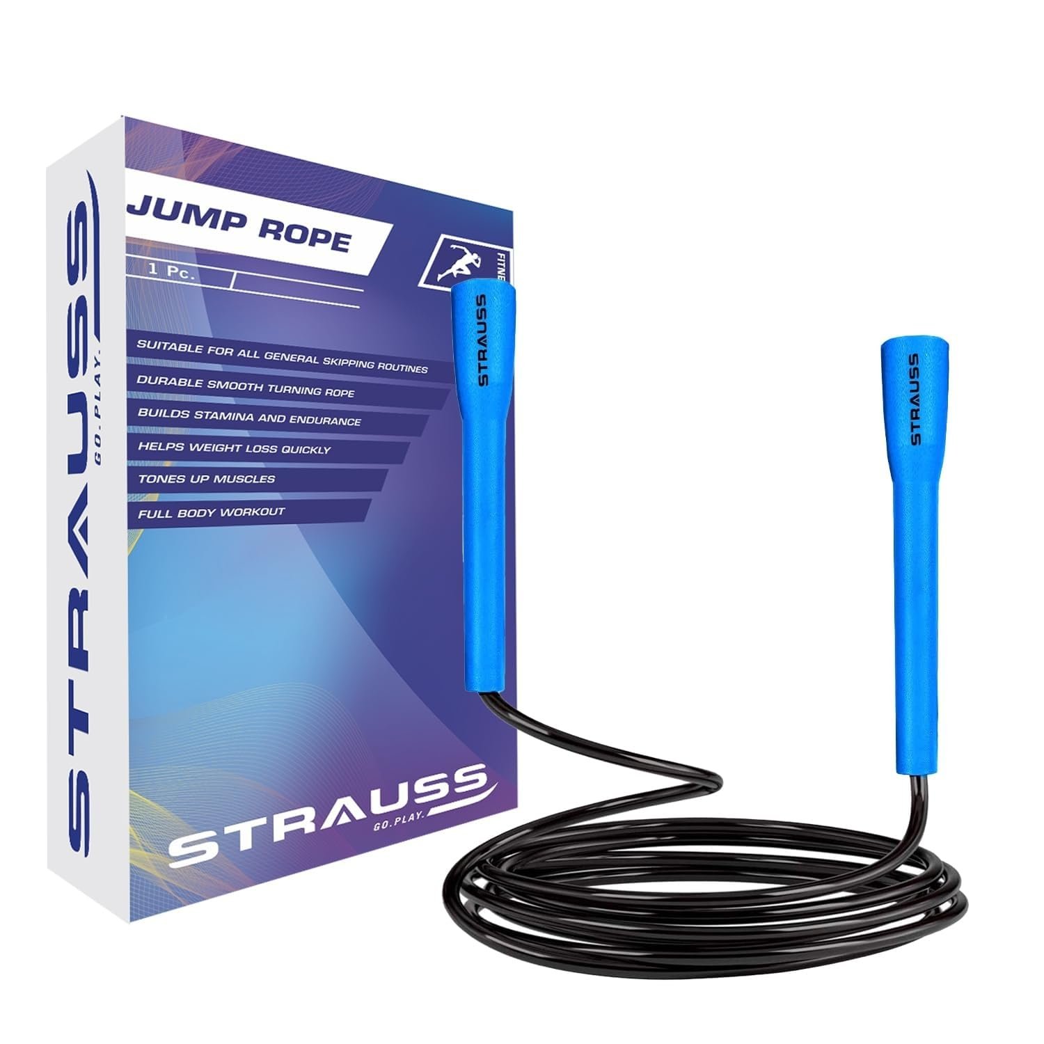 Strauss Adjustable Skipping Rope for Fitness Multicolor - product photograph showing the exact Amazon India variant