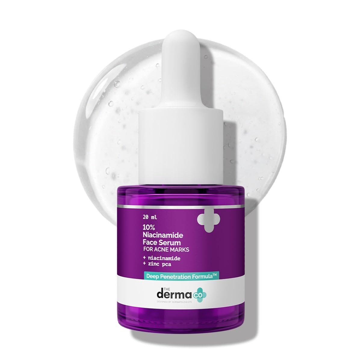 Official product photograph of The Derma Co 10% Niacinamide Serum with 2% Zinc 20ml