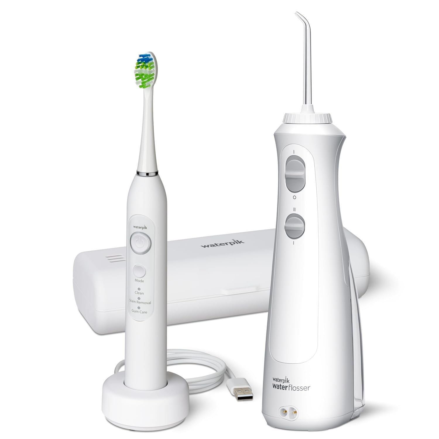 Waterpik Wireless Pearl and Sensonic Rechargeable Toothbrush Water Flosser Combo — product photo showing the listed model or variant